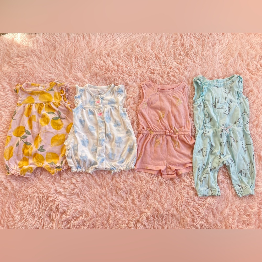 Carter's Kids Rompers and Jumpsuits Set - Yellow, White, Pink, Blue - Picture 2 of 7